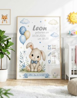 Geburtsposter Junge - Hase