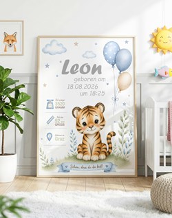 Geburtsposter Junge - Tiger