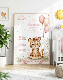 Geburtsposter Mädchen - Tiger