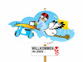 Vespa Baby Storch Junge blau