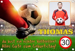 Fußball-Geburtstagsbanner „1. Jahr – Erste Klasse“ – Für Super Bowl Party, Sport-Deko, Personalisierbar