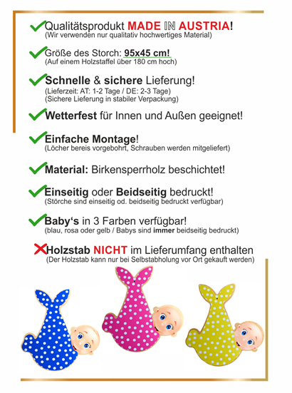 Infos zu unserem Baby Storch aus Holz: