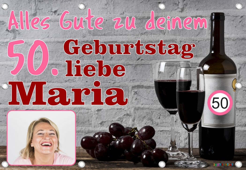 Banner mit Foto und Name zum Geburtstag - Wein