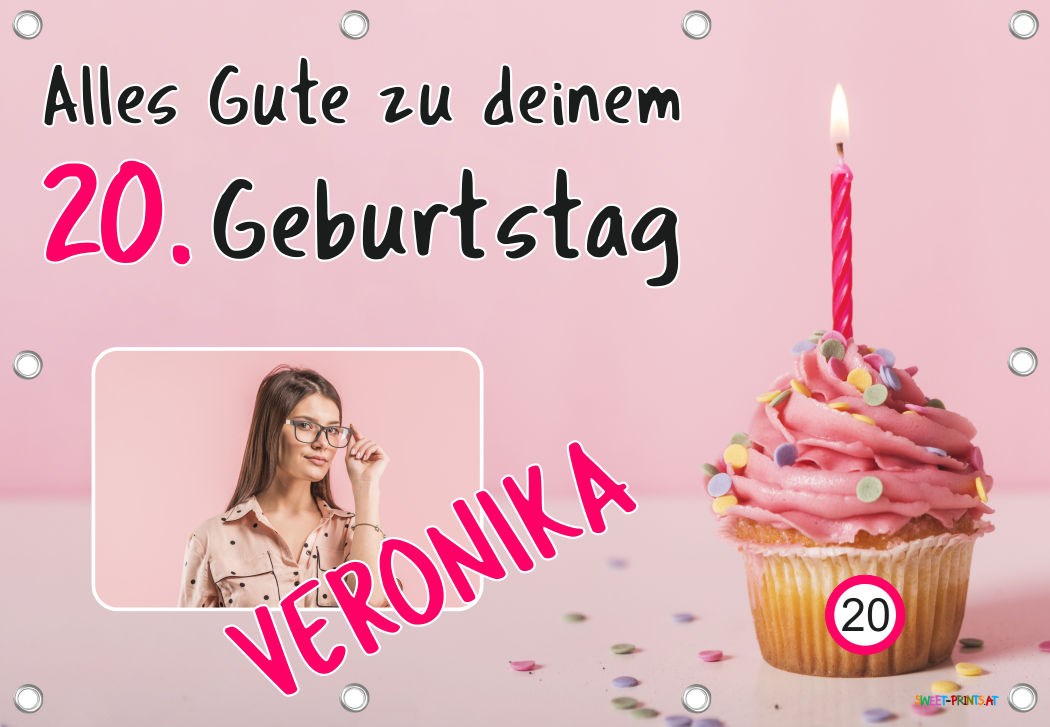Banner zum Geburtstag mit Foto - Cupcake