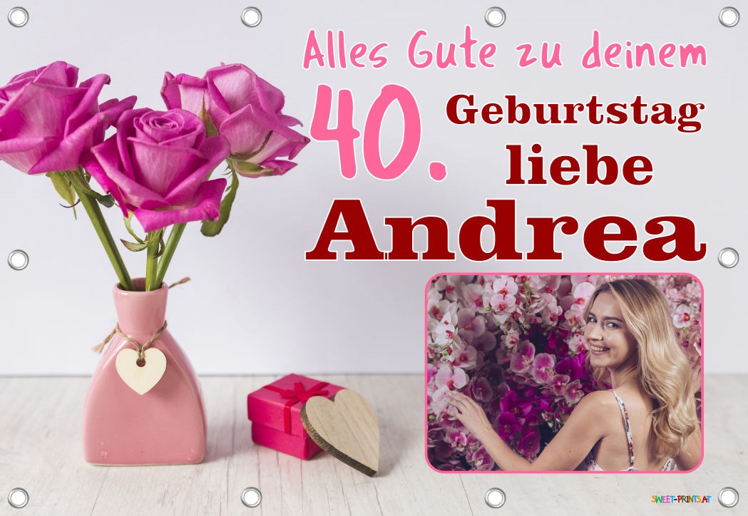 Banner zum Geburtstag mit Foto - Blumenvase