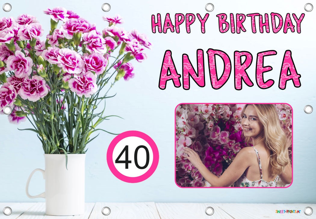 Banner zum Geburtstag mit Foto - Blumen in Vase