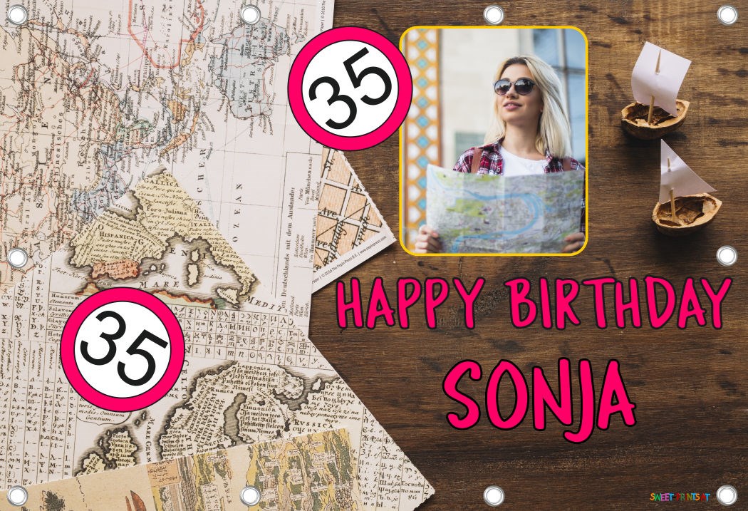 Banner zum Geburtstag - Weltenbummlerin