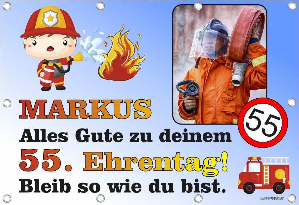 Banner zum Geburtstag mit Foto und Name - Feuerwehr