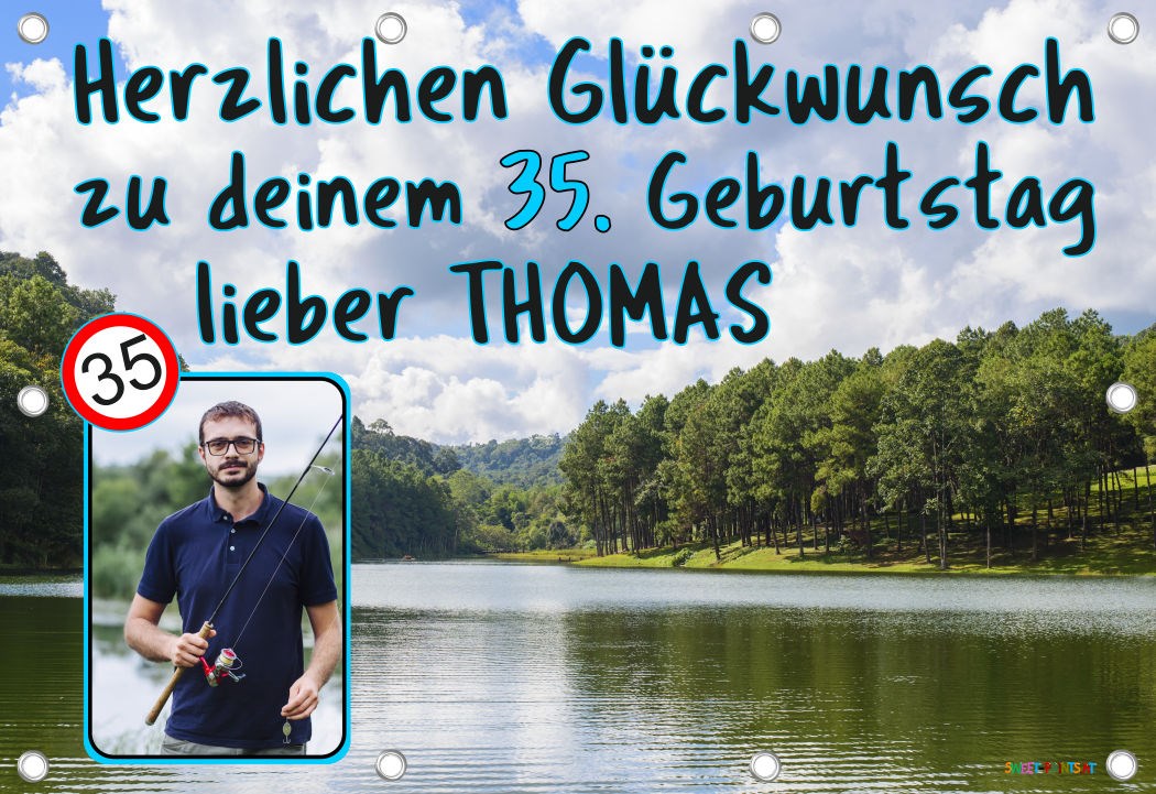 Geburtstagsbanner mit Foto und Name - Natur für Fischer und Angler