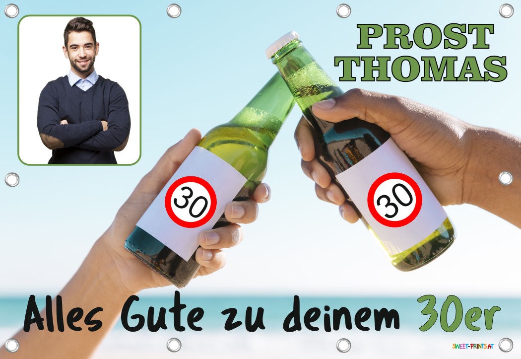 Geburtstagsbanner mit Foto und Name - Prost, Bier