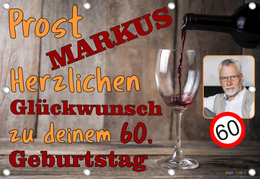 Geburtstagsbanner mit Foto und Name - Wein