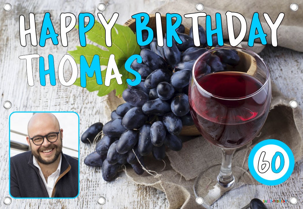 Banner zum Geburtstag mit Foto - Trauben, Wein