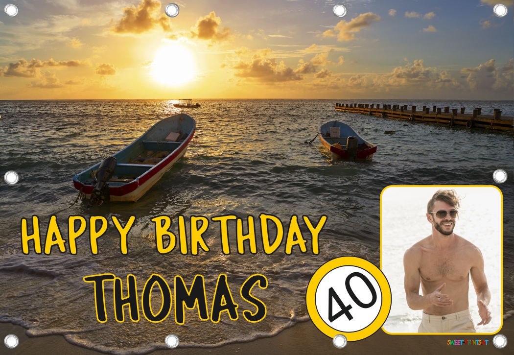 Banner zum runden Geburtstag mit Foto - Boote, Wasser