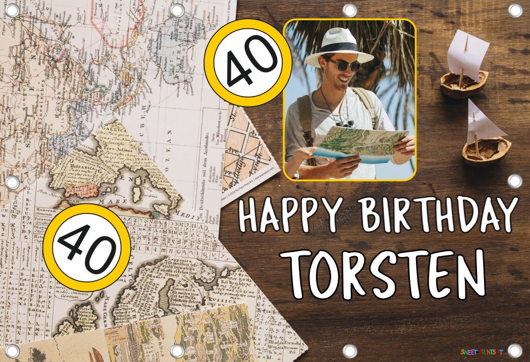 Banner zum runden Geburtstag mit Foto - Weltenbummler, reisen