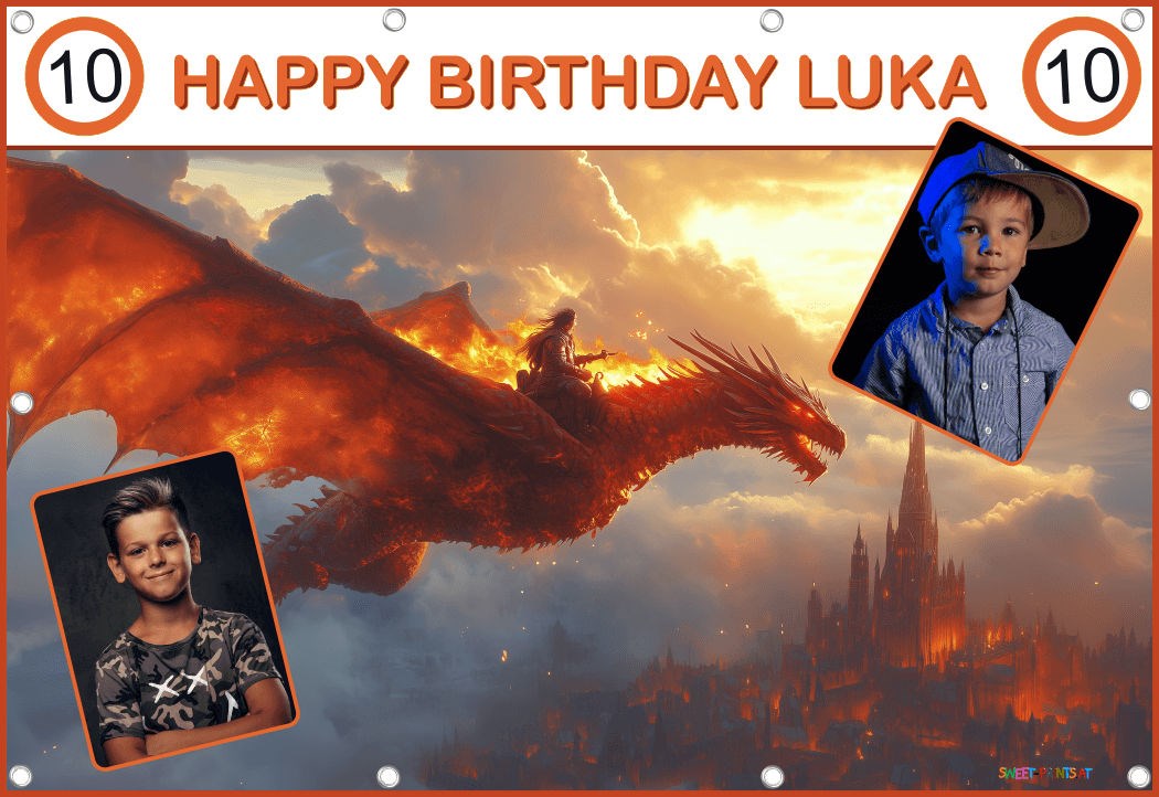 Banner Geburtstag mit Foto - Fantasy Drache für Jungs