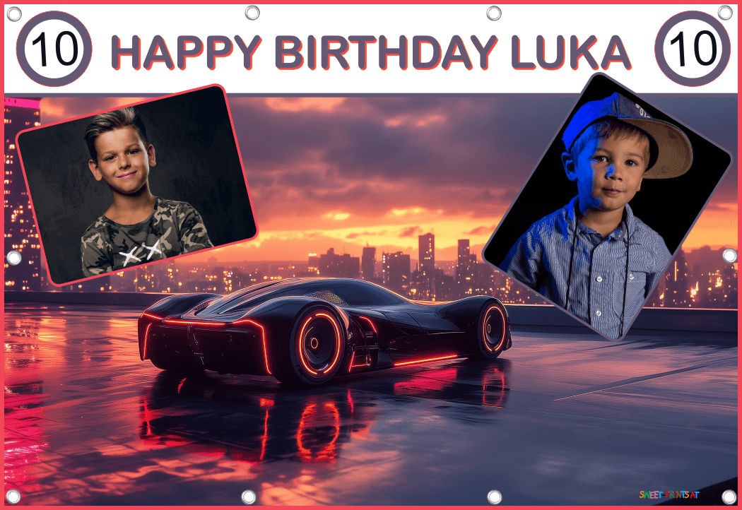 Banner Geburtstag mit Foto - Fantasy Auto für Jungs