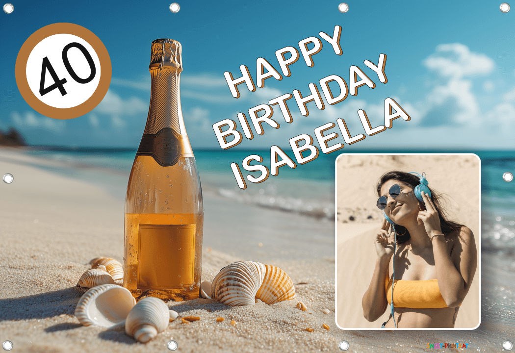 Banner Geburtstag mit Foto - Strand, Sekt für Frauen