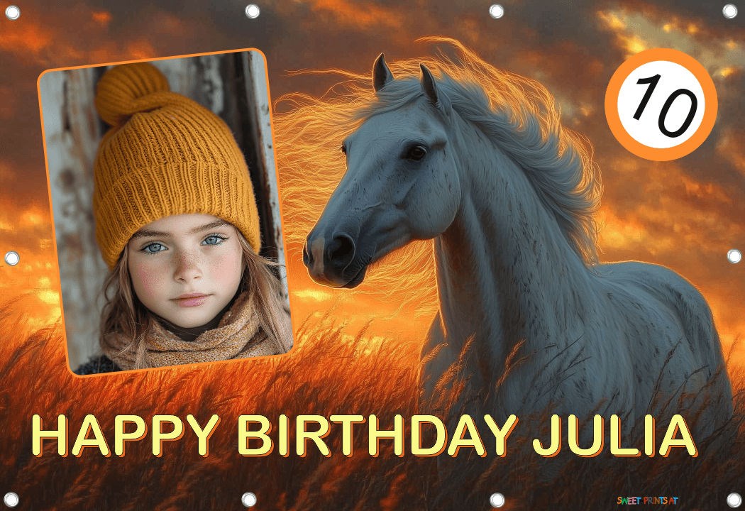 Banner Geburtstag mit Foto - Mädchen Pferd