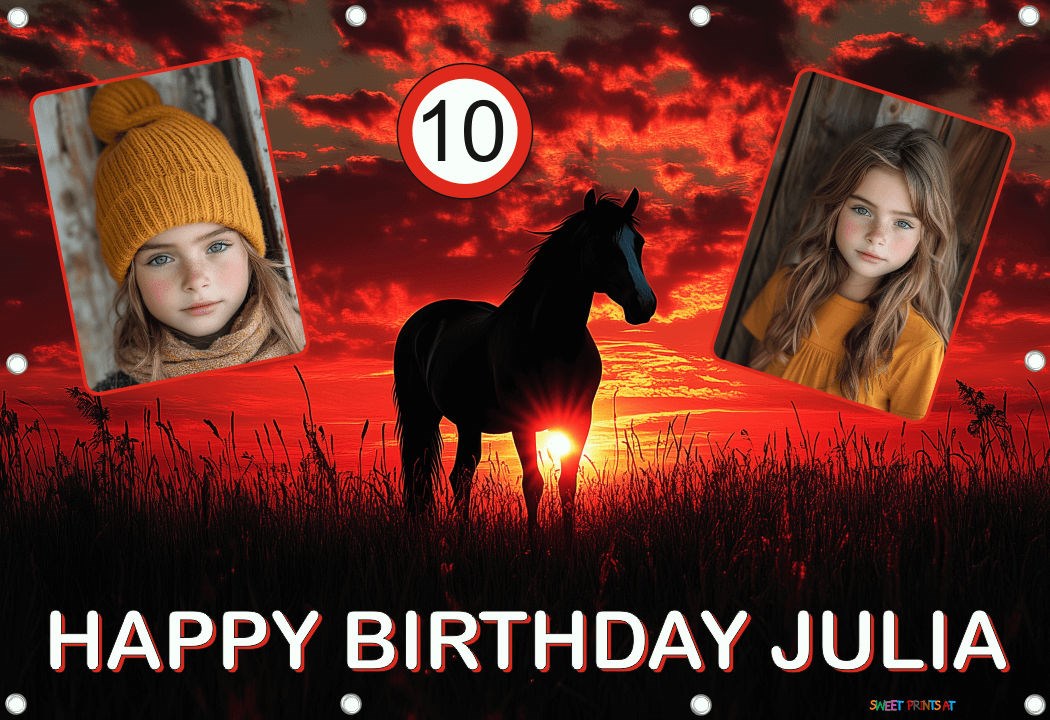 Banner Geburtstag mit Foto - Mädchen Pferd