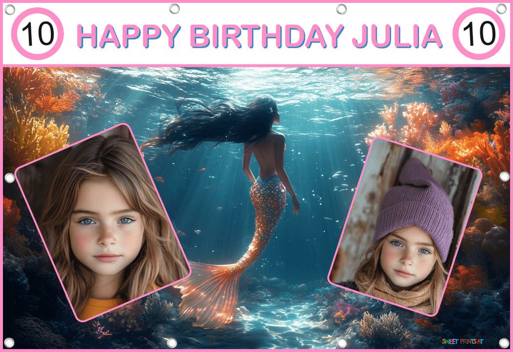 Banner Geburtstag mit Foto - Mädchen Meerjungfrau