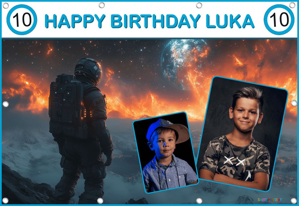 Banner Geburtstag mit Foto - Fantasy Weltall für Jungs