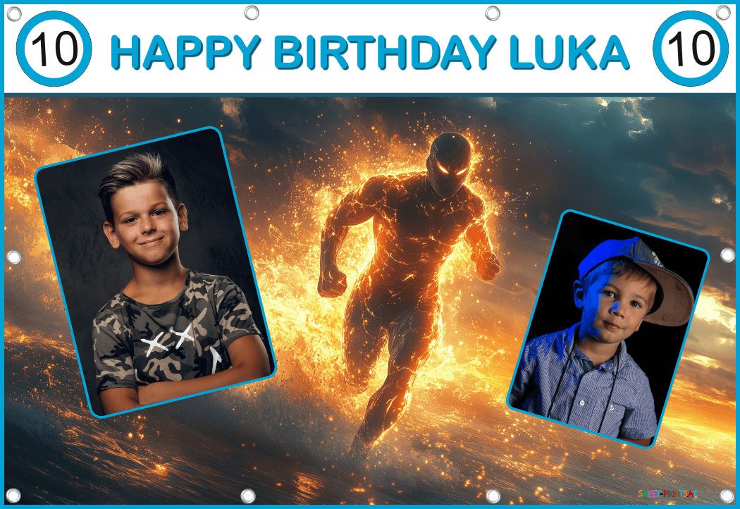 Banner Geburtstag mit Foto - Superheld Junge