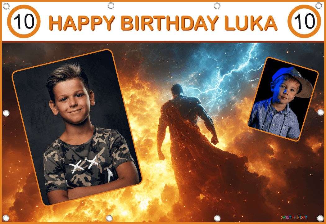 Banner Geburtstag mit Foto - Superheld Junge