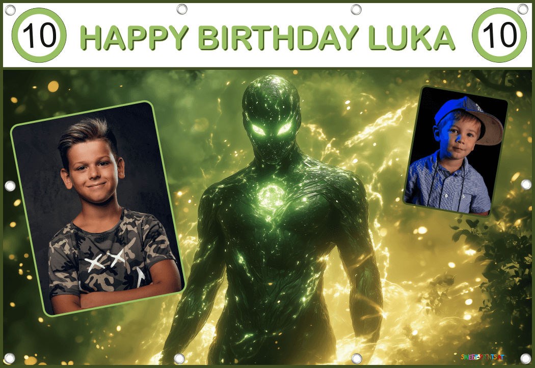 Banner Geburtstag mit Foto - Superheld Junge