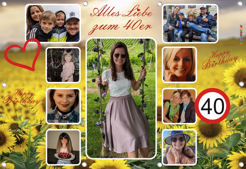 Geburtstagsbanner mit Fotos - Fotocollage
