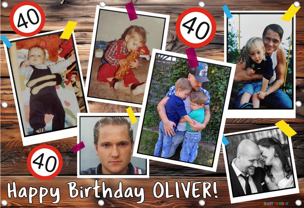 Geburtstagsbanner mit Fotos - Fotocollage