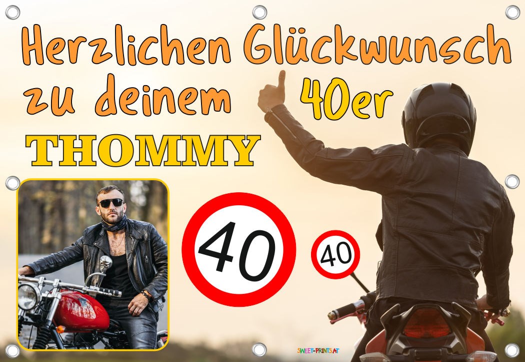 Banner Geburtstag mit Foto - Motorrad / Bike
