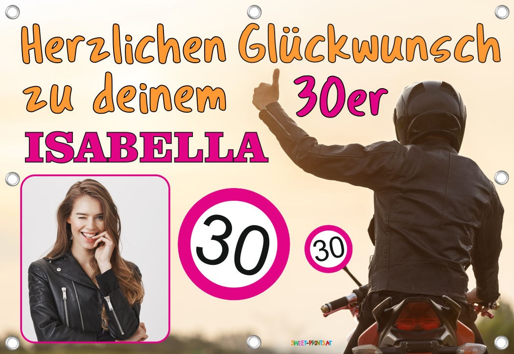 Banner Geburtstag mit Foto - Motorrad / Bike für Frauen