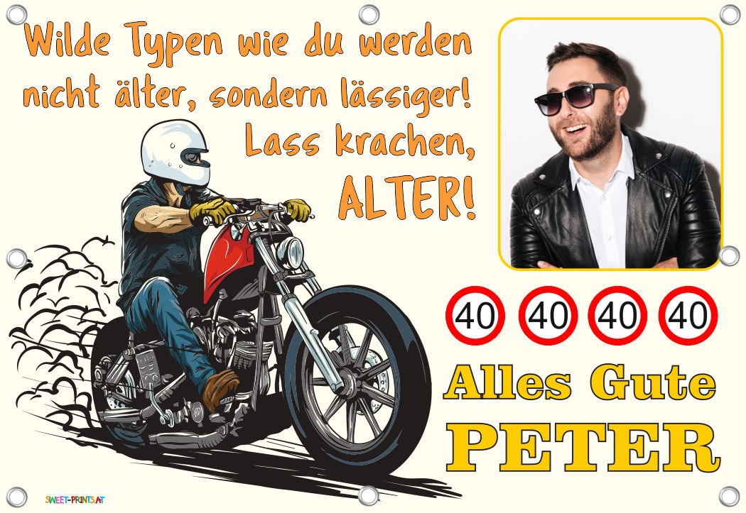 Banner Geburtstag mit Foto - Motorrad / Bike / Chopper