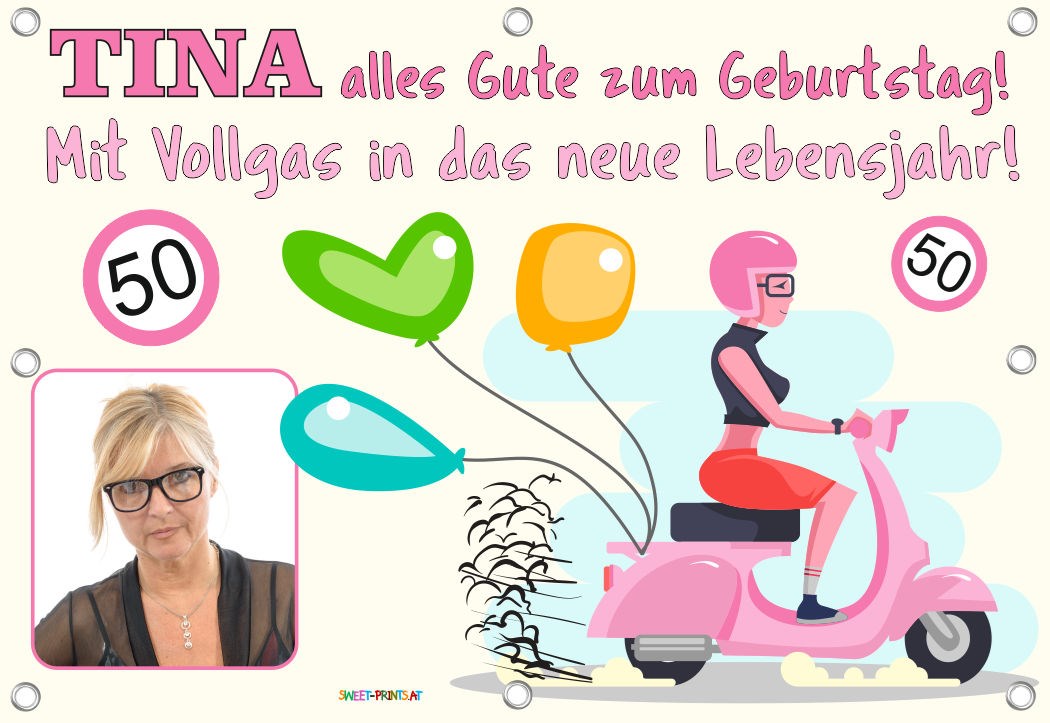 Banner Geburtstag mit Foto - Vespa / Roller für Frauen