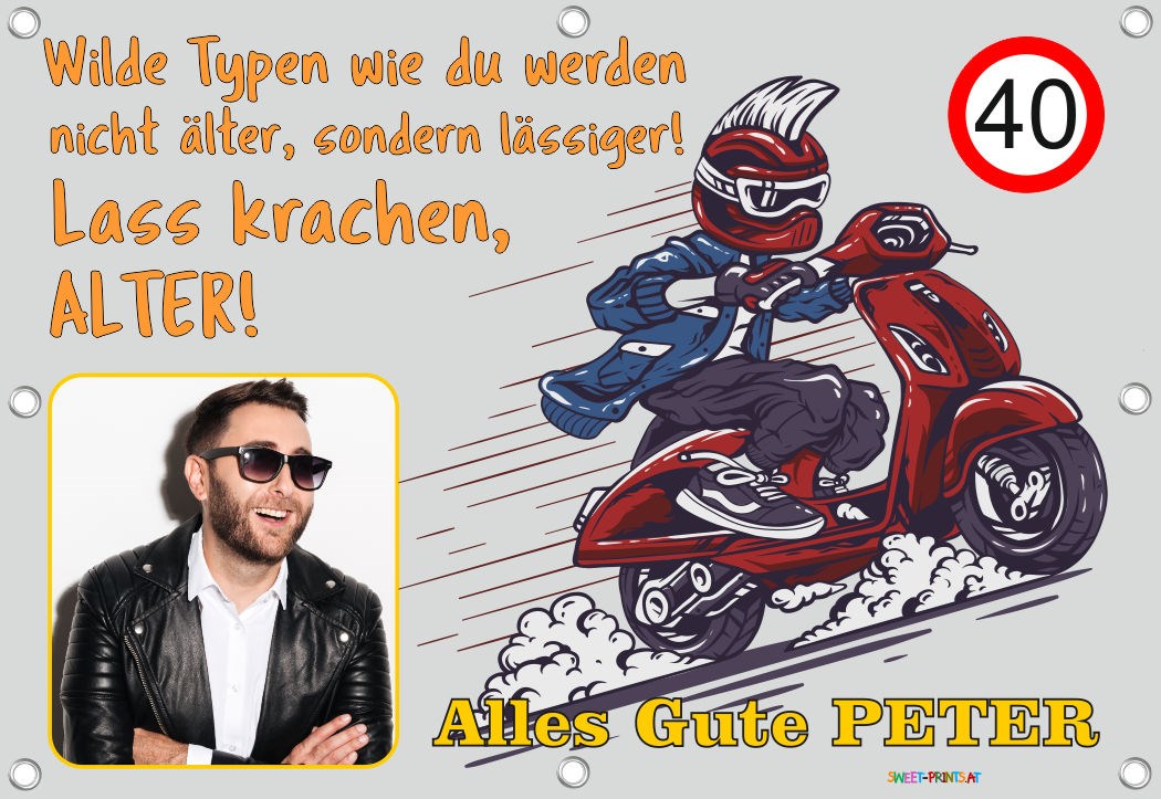 Banner Geburtstag mit Foto - Vespa / Roller