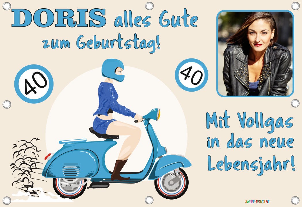 Banner Geburtstag mit Foto - Vespa / Roller für Frauen