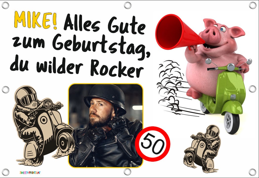 Banner Geburtstag mit Foto - Vespa / Roller