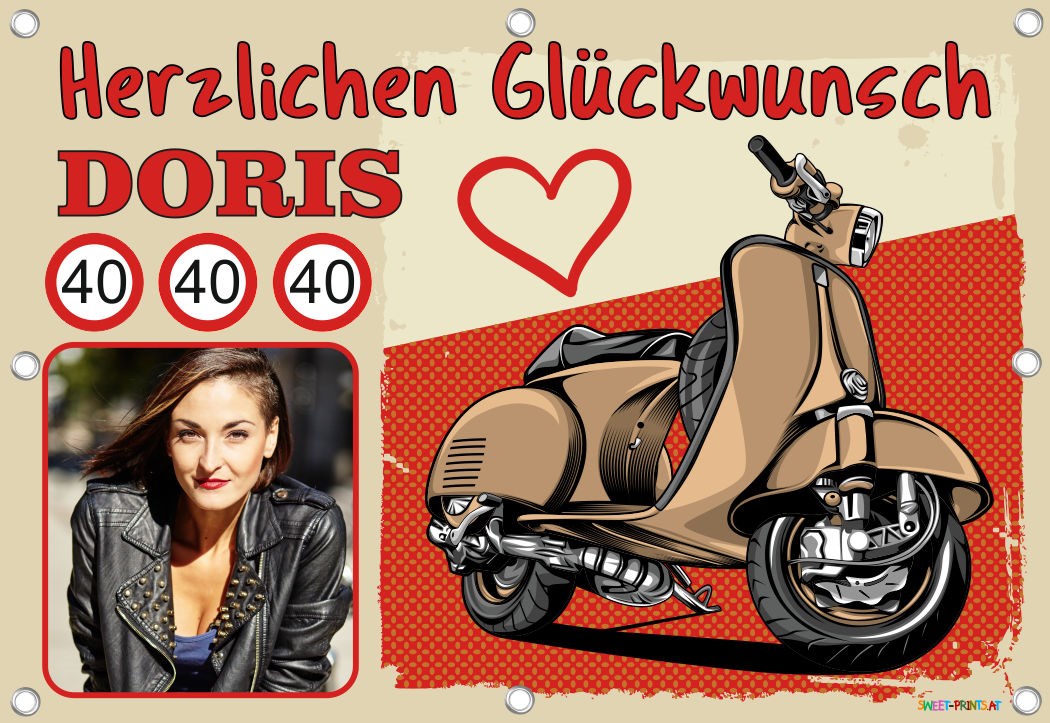 Banner Geburtstag mit Foto - Vespa / Roller für Frauen