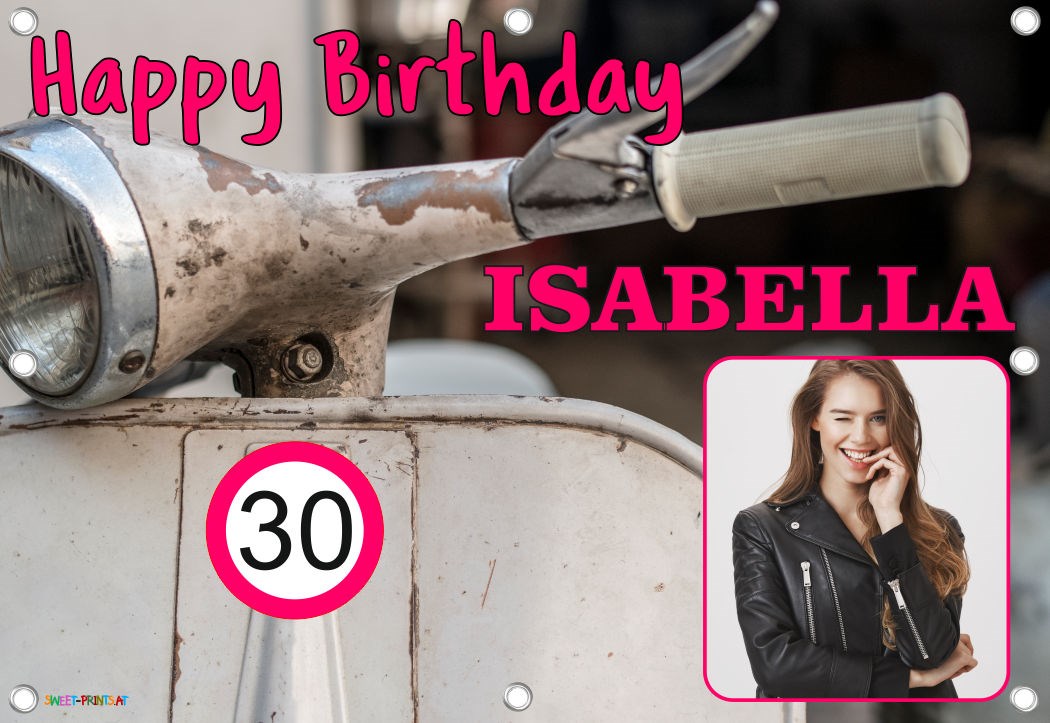 Banner Geburtstag mit Foto - Vespa / Roller für Frauen