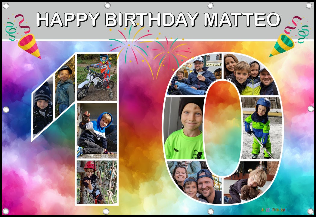 Banner zum Geburtstag - Zahl 10 mit Fotos - Fotocollage