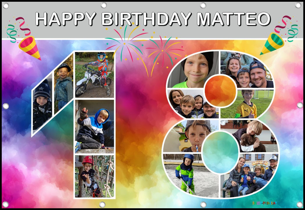 Banner zum Geburtstag - Zahl 18 mit Fotos - Fotocollage