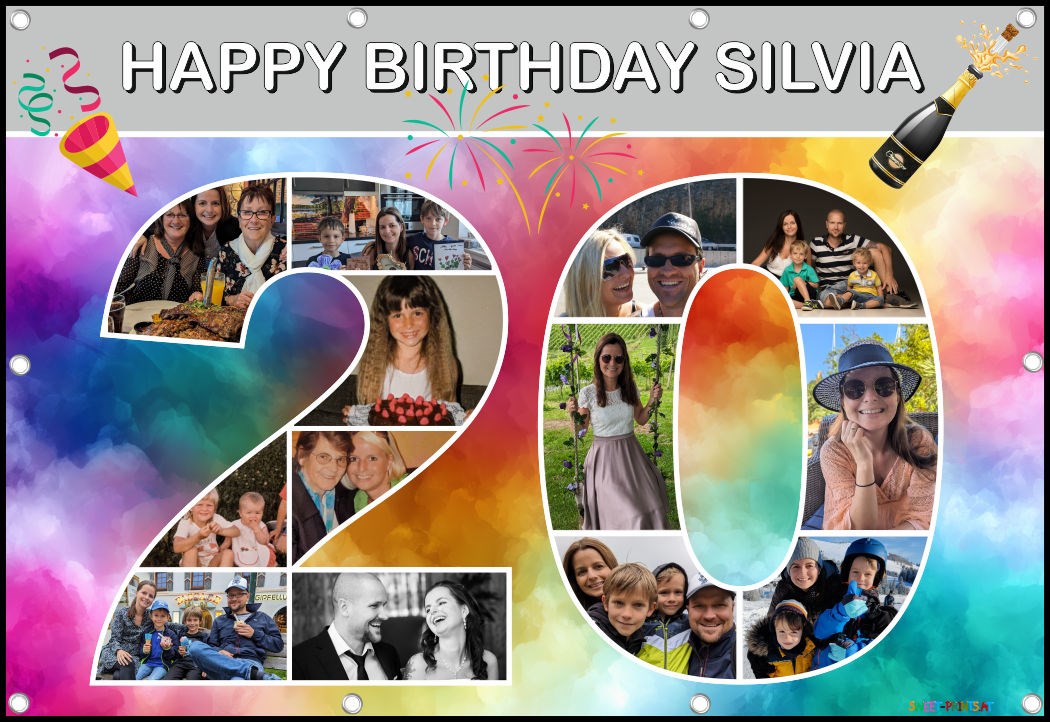 Banner zum Geburtstag - Zahl 20 mit Fotos - Fotocollage