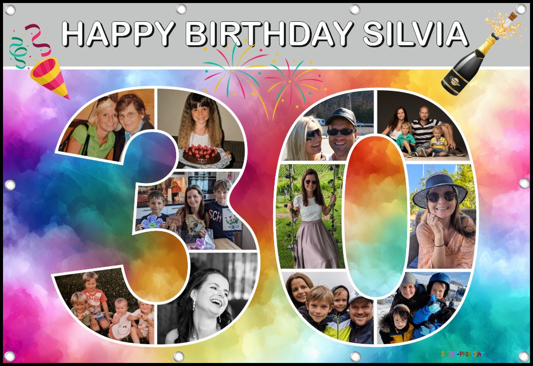 Banner zum Geburtstag - Zahl 30 mit Fotos - Fotocollage
