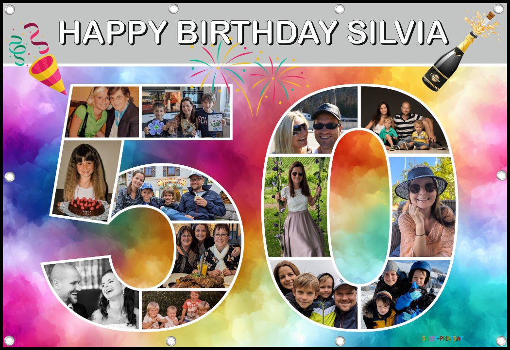 Banner zum Geburtstag - Zahl 50 mit Fotos - Fotocollage