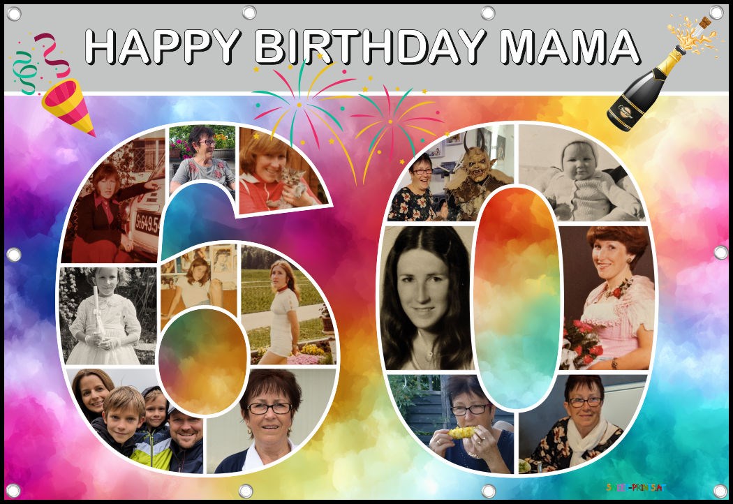 Banner zum Geburtstag - Zahl 60 mit Fotos - Fotocollage