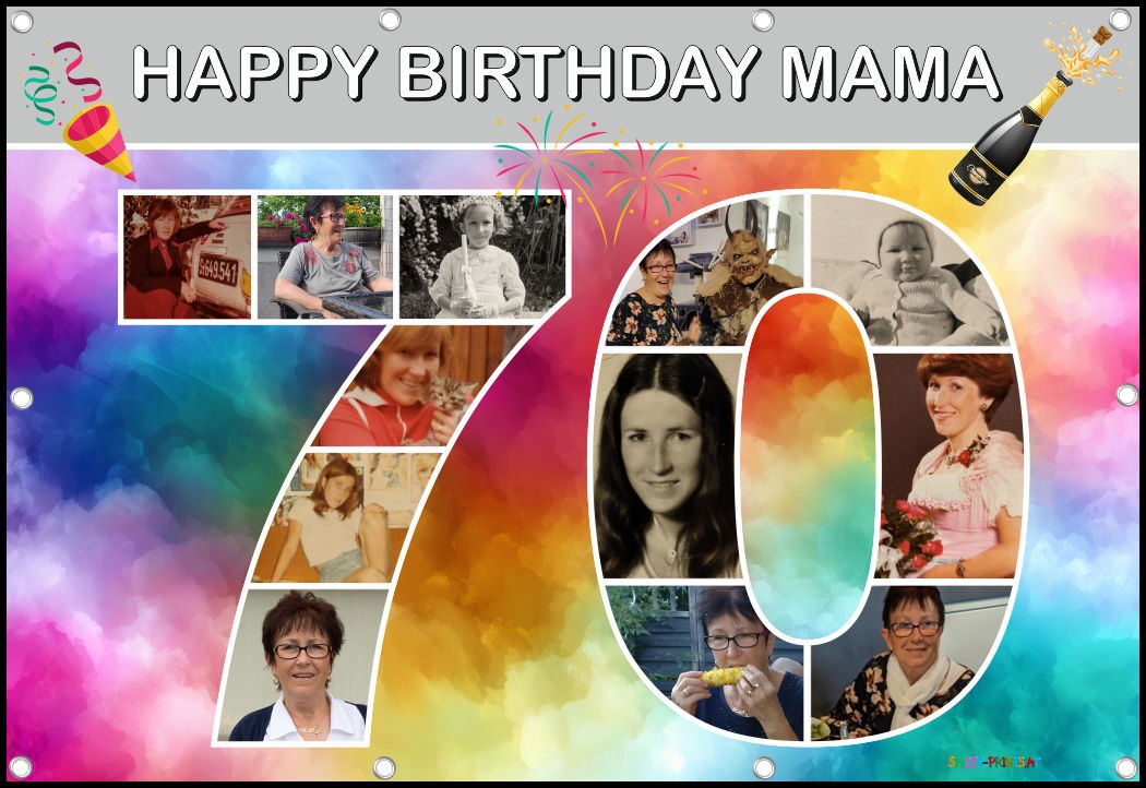Banner zum Geburtstag - Zahl 70 mit Fotos - Fotocollage