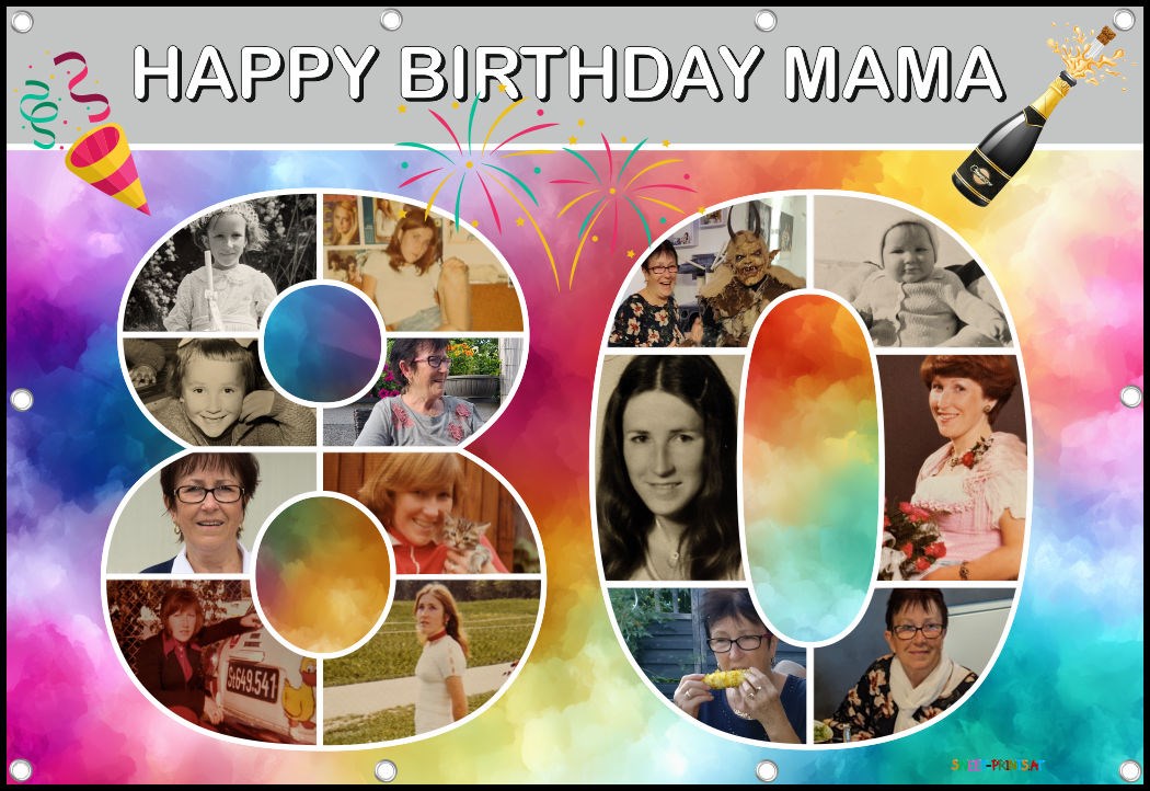 Banner zum Geburtstag - Zahl 80 mit Fotos - Fotocollage