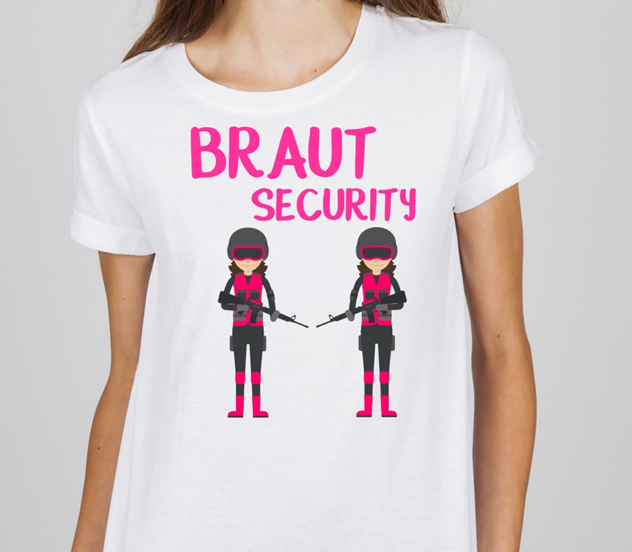 Polterabend T-Shirt fürs TEAM: Braut Security
