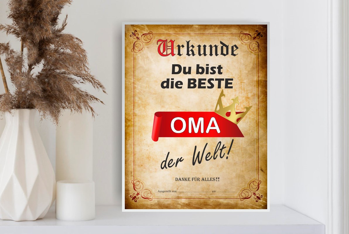 Urkunden-Schild: Du bist die beste Oma der Welt