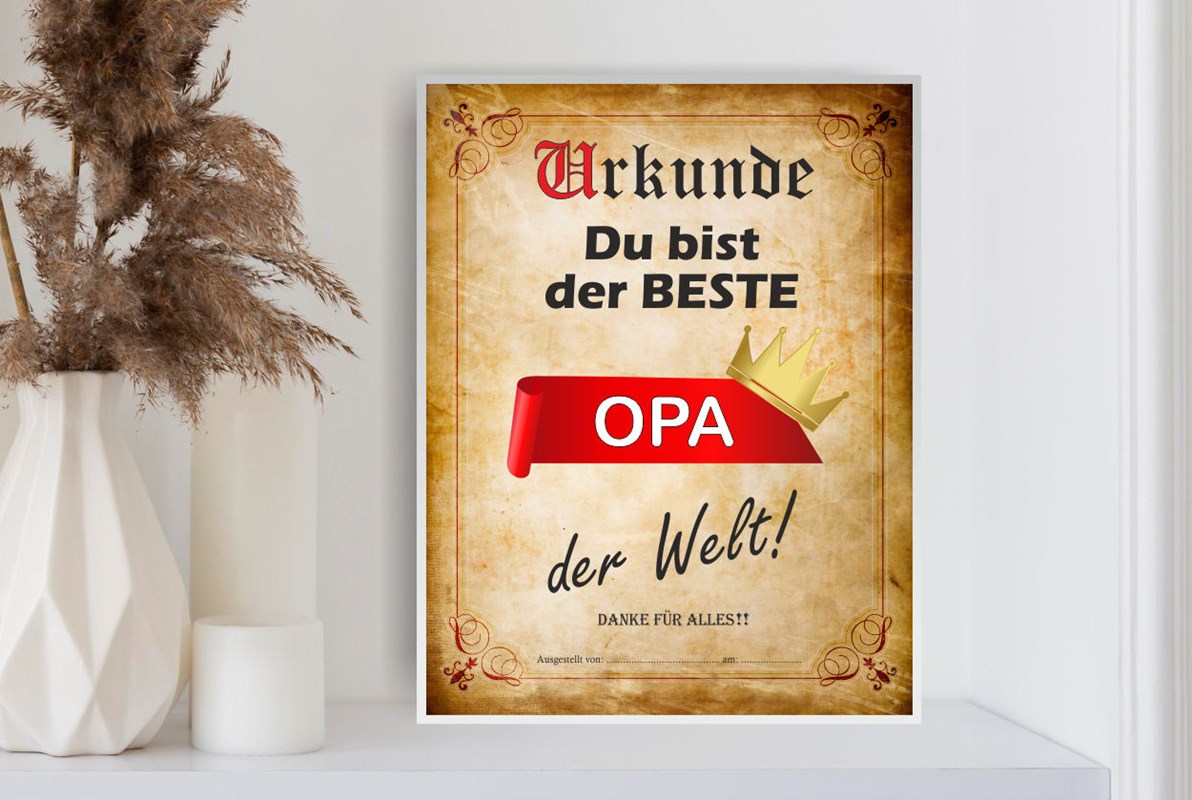 Urkunden-Schild: Du bist der beste Opa der Welt
